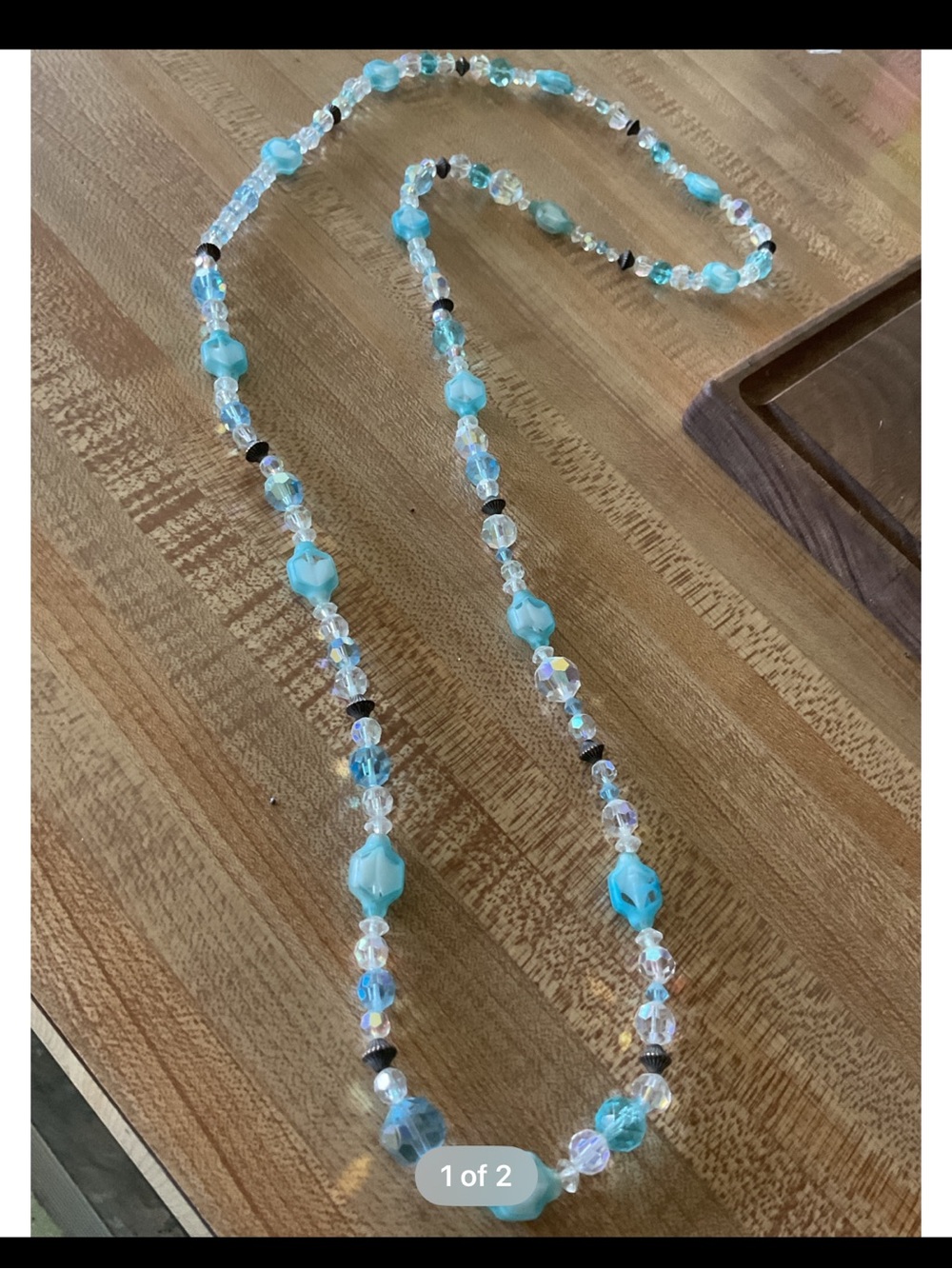 Vintage  Crystal and blue Glass  necklace
